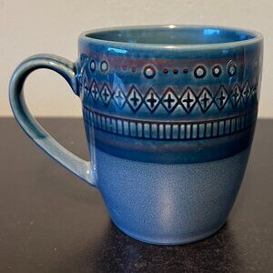 Threshold KINGSLAND Two-Toned Blue Stoneware Mug with Embossed Geometric Design